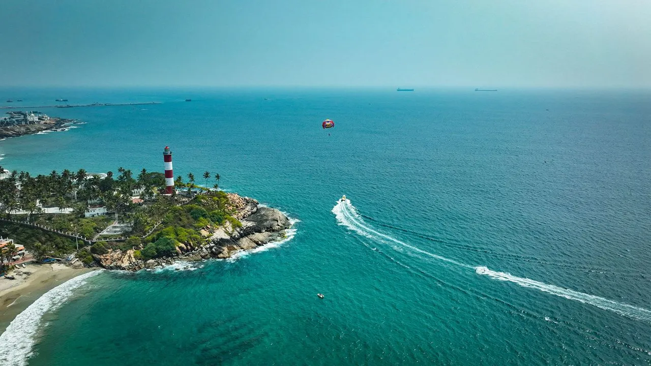 Kovalam beach and scenic coastal landscape